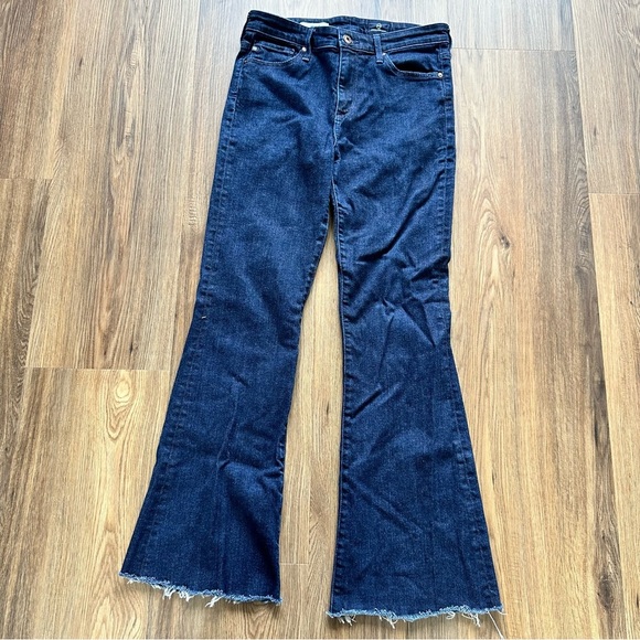 Adriano Goldschmied The Janis Women High Rise Flare Dark Wash Jeans 28x28 Raw - Picture 1 of 9